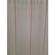 Stores Gardinenstoff L&auml;ngsstreifen rohwei&szlig; rot transparent, Meterware