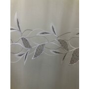 Stickerei-Stores Gardine bestickt Blumen Ranke wei&szlig; grau transparent, Meterware
