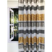 Dekostoff Vorhangstoff Streifen Blätter grau...