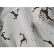 Dekostoff Vorhang Landhaus springende Hirschen braun creme, Reststück 2,7 m