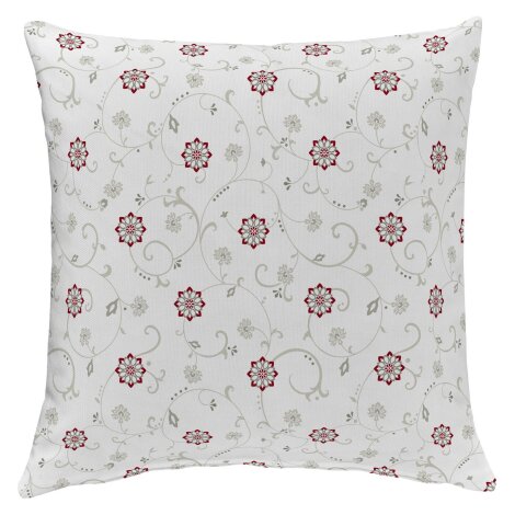 Kissen Kissenhülle Bezug Landhaus Blumen rot beige, 50 x 50 cm