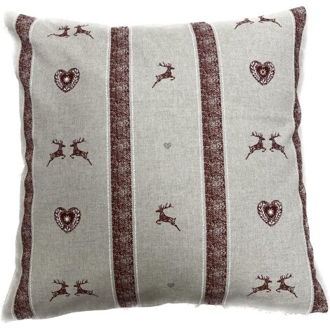 Kissen Kissenhülle Bezug Landhaus Streifen Herz beige rot, 40x40 50x50