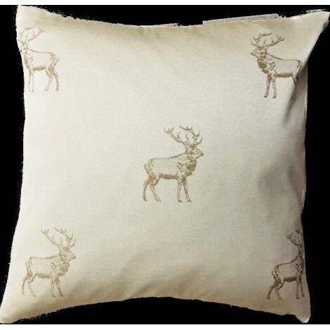 Kissenhülle Kissen Bezug Landhaus Hirsch beige creme 40x40 50x50 hell, Hirsch beige 50 x 50 cm