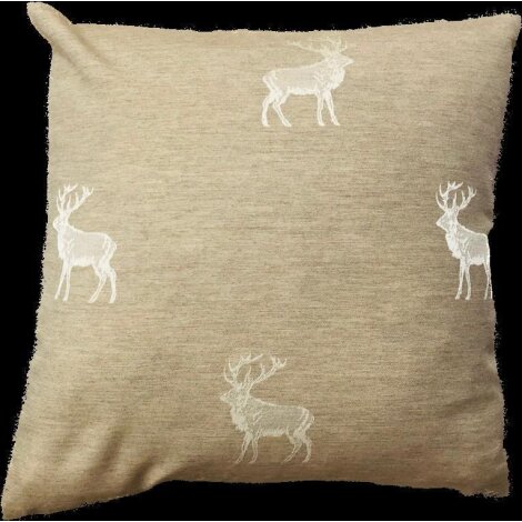 Kissenhülle Kissen Bezug Landhaus Hirsch beige creme 40x40 50x50 beige, Hirsch creme 40 x 40 cm