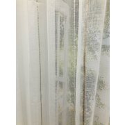 Stores Gardine Stoff Streifen rohwei&szlig; braun beige transparent, Restst&uuml;ck 1,2  m