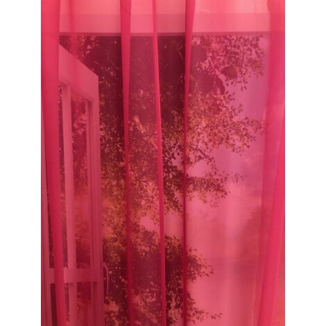 Voile Vorhang Gardine einfarbig uni, Stoff pink trans Deko