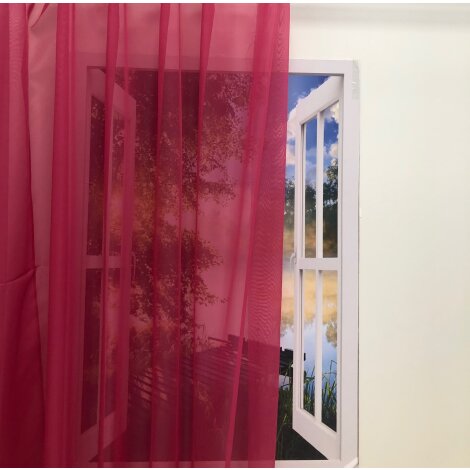 Voile Vorhang einfarbig trans Deko uni, pink Gardine Stoff