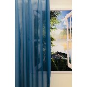 Dekostoff Gardine Vorhang Voile uni einfarbig blau transparent, Meterware