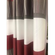 Dekostoff Vorhangstoff Streifen mit Welle grau rot...