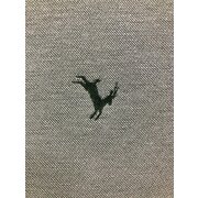 Landhaus Gardine Vorhang Dekoschal springender Hirsch grün natur, fertig genäht