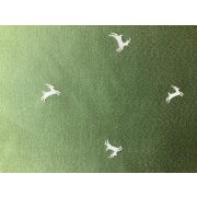 Landhaus Gardine Vorhang Dekoschal springender Hirsch grün natur, fertig genäht