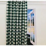 Landhaus Gardine Vorhang Dekoschal Karo mit Hirsch...