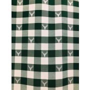 Landhaus Gardine Vorhang Dekoschal Karo mit Hirsch grün natur, fertig genäht