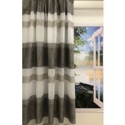 Dekostoff Vorhangstoff Streifen Blumen wei&szlig; beige taupe teiltransparent, Meterware