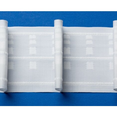 Faltenband mit 1 Falte Flachfalte Stehfalte 100 mm wei&szlig; blickdicht, Meterware