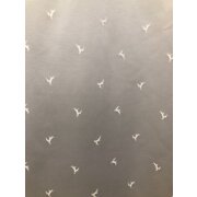 Landhaus Gardine Vorhang Dekoschal springender Hirsch grau natur, fertig genäht