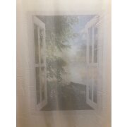 Dekostoff Vorhangstoff uni Leinenstruktur in beige teiltansparent, Restst&uuml;ck 4 m