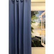 Dekostoff Gardine Vorhang uni einfarbig Querstruktur blau...