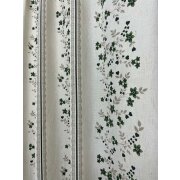 Landhaus Dekostoff Vorhang Blumen Streifen natur gr&uuml;n beige blickdicht, Meterware