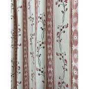 Landhaus Dekostoff Streifen Blumen Ranke natur rosa blickdicht, Restst&uuml;ck 3,5 m