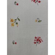 Landhaus Dekostoff Vorhang Blumen creme gelb rot grün blickdicht, Reststück 3,4 m