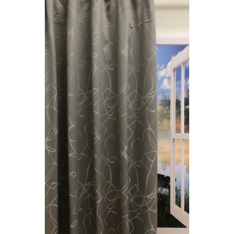 Dekostoff Gardine Vorhang Kringel grau blickdicht, Meterware