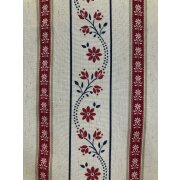 Landhaus Dekostoff Vorhang Streifen Blumenranke natur rot...