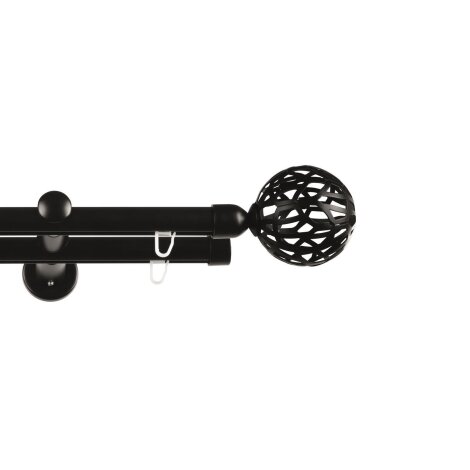 Gardinenstange Vorhangstange Innenlauf Carrera 19 mm schwarz Kugel Campreste zweiläufig 160 cm