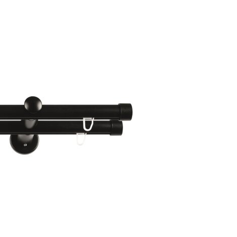 Gardinenstange Vorhangstange Innenlauf Carrera 19 mm schwarz Kappe zweiläufig 120 cm