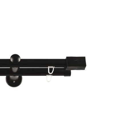 Gardinenstange Vorhangstange Innenlauf Carrera 19 mm schwarz Structur zweiläufig 160 cm