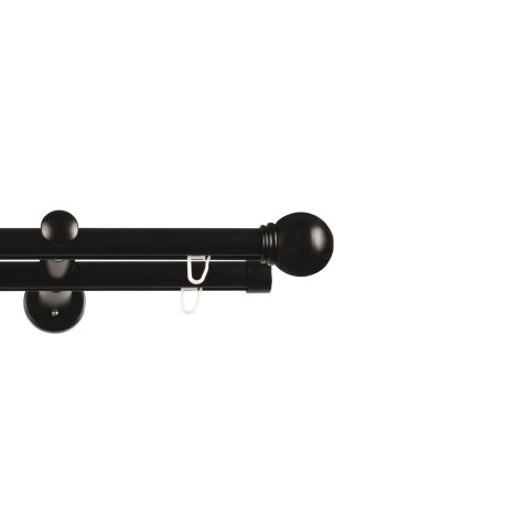 Gardinenstange Vorhangstange Innenlauf Carrera 19 mm schwarz Kugel zweiläufig 120 cm