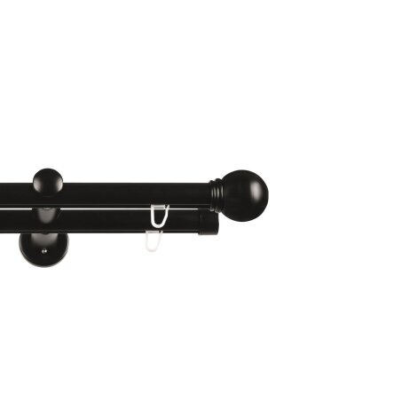 Gardinenstange Vorhangstange Innenlauf Carrera 19 mm schwarz Kugel zweiläufig 200 cm