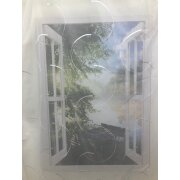 Gardinenstoff Stores bestickt mit Halbkreise Kringel wei&szlig; transparent, Restst&uuml;ck 5 m
