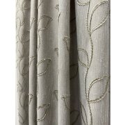 Dekostoff Vorhang Leinenoptik bestickt Bl&auml;tter beige taupe blickdicht, Meterware