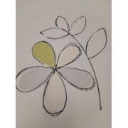 Stores Gardinenstoff Ausbrenner Blume weiß grün transparent, Reststück 3,4 m
