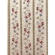 Landhaus Dekostoff Vorhang Streifen Blumen creme blau rot gr&uuml;n, Meterware