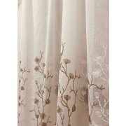 Stickereistores Gardine Stores bestickt Blumen creme taupe transparent, Meterware