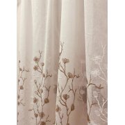 Stickereistores Gardine Stores bestickt Blumen creme taupe transparent, Reststück 1m