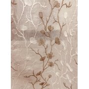 Stickereistores Gardine Stores bestickt Blumen creme taupe transparent, Reststück 1m