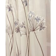 Stores Ausbrenner Gardine Vorhang Blumen natur blau wei&szlig; transparent, Meterware