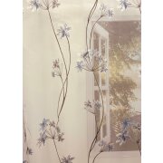 Stores Ausbrenner Gardine Vorhang Blumen natur blau wei&szlig; transparent, Meterware