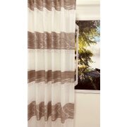 Dekostoff Vorhang Gardine Streifen Kringel beige taupe teiltransparent, Meterware