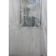 Stores Gardine Vorhang Stickerei Gingko Blätter weiß beige transparent, Reststück 1,35 m
