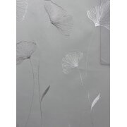 Stores Gardine Vorhang Stickerei Gingko Blätter weiß beige transparent, Reststück 1,35 m
