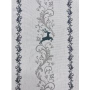 Landhaus Dekostoff Gardine Vorhang Hirsch Ranke beige grün blickdicht, Reststück 3,1 m