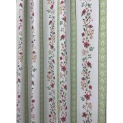 Landhaus Dekostoff natur Vorhang Streifen grün Blumen rot gelb grün, Reststück 3,6 m
