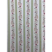 Landhaus Dekostoff natur Vorhang Streifen grün Blumen rot gelb grün, Reststück 3,6 m