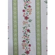 Landhaus Dekostoff natur Vorhang Streifen grün Blumen rot gelb grün, Reststück 3,6 m