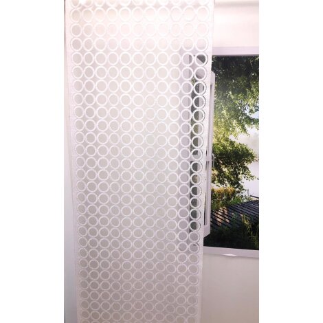 Fl&auml;chenvorhang Schiebegardine Stickpaneel Kreise wei&szlig; transparent, Meterware