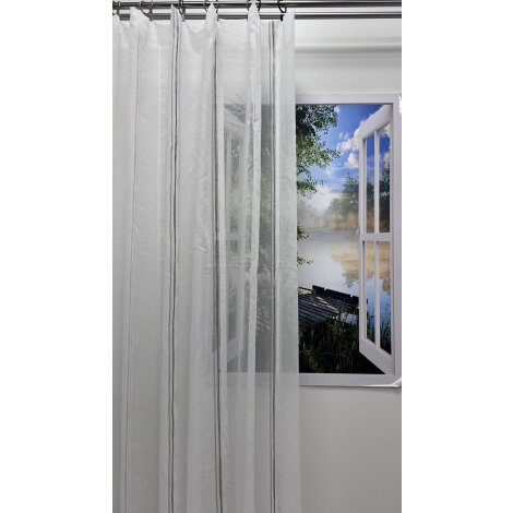 Stores Vorhang Leinenoptik wei&szlig; Streifen creme grau taupe transparent, Meterware
